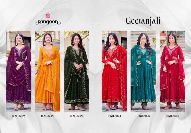Geetanjali By Rangoon Silk Embroidery Anarkali Readymade Suits Wholesale Shop In Surat